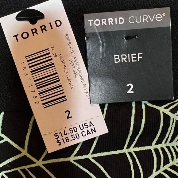 NWT TORRID Brief Pantie Sz 2X Black Jersey Green Spider Webs - Picture 3 of 4